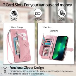 Zipper Wallet Phone Leather Case For iPhone 15 Pro 14 13 12 Mini 11 X XR Xsmax 8 7 6Plus Flip Multi Card Slot Protective Cover