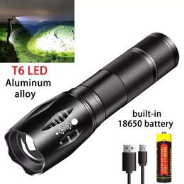 T6 Aluminium Alloy A100 LED Outdoor USB Charging Multifunctional Mini Zoom Small Strong Light Flashlight 834117
