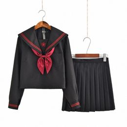 new Autumn Japanese School Uniforms For Girls Cute Lg-length Sailor Tops Pleated Skirt Full Sets Cosplay JK Costume Series F0KV#