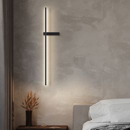 Modern Simple Led Strip Wall Lamps Living Bedroom Bedside Lights Home Indoor Lighting Decor Corridor Aisle Black Gold Wall Lamps