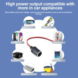 10A/15A/20A Max 200W Car Mounted Cigarette Lighter Charger Female Socket Plug with 30cm Cable Connector Adapter Universal 12v