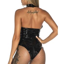 Lingerie Sexy Mulheres Lenceria Lingerie Sexy Mulheres Costume Erótico Costum Erótico PVC Armamento de Latex Bodysuits Mulheres