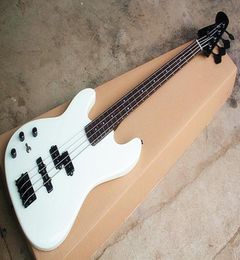 Whole Direct 4string Left Hand White Electric Bass Guitar with Rosewood FretboardBlack HardwaresBlack Neckcan be custom5373912