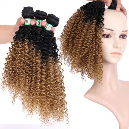 Weave Weave Afro Kinky Curly Hair Bundles Black To Brown High Temperature Synthetic Hair 70g/piece for Black Women