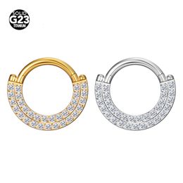 810mm G23 High Quality Zircon Stone Segment Rings Open Small Septum Piercing Nose Earrings Body Piercing 16G 240321