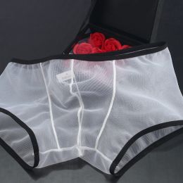 Men See Through Boxer Full Transparent Briefs Shorts Ultra-thin Underwear Panties Mesh Low Waist Sexy Underpants