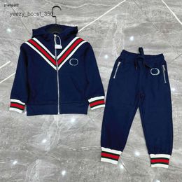gglies luxury kids Tracksuits baby autumn suits Size 100-160 CM 2pcs Classic multicolor striped decorative hooded jacket and lace up pants Sep01