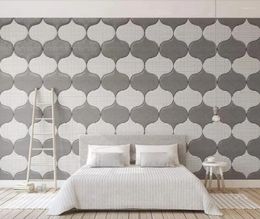 Wallpapers Modern Geometric Mosaic Nordic Checked Print With Soft Leather Background Wall Painting