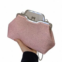 luxury Women's Metal Frame Crossbody Bags Bling Diamds Handbag And Purse Party Evening Clutch Female Pink Chain Shoulder Bags D7M4#