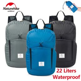 Bags Naturehike Waterproof Backpack 22L Ultralight Knapsack Outdoor Travel Hiking Cycling Bag Foldable Lightweight 170g 30D Nylon