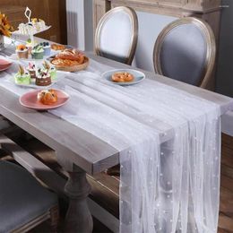 Table Cloth Tulle Pearl Tablecloth INS Wedding Birthday Extra Party Prom Bead Background Po Prop Chic Buffet Banquet Decor