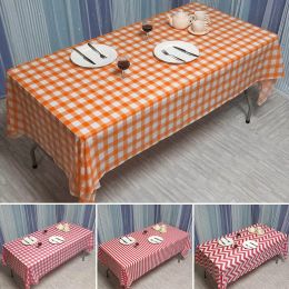 137*274Cm Disposable Tablecloth Plaid Stripe Wave Pattern Plastic Waterproof Oil-Proof Table Cover Christmas Party Picnic Mats