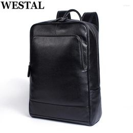 Backpack WESTAL Men's Business Travel Leather 15 Inch Laptop Bag Teenagers School Back Pack Executive Notebook Mochila