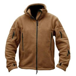 Men's Winter Airsoft Military Fleece Jacket Outdoor Thermal Hooded Tactical Jacket Autumn Work Outerwear Coats