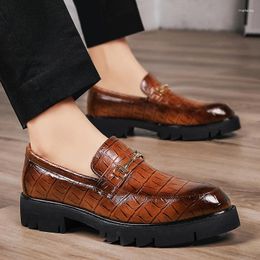 Dress Shoes Brand Crocodile Pattern Loafers For Men Thick Soled Boat Man Moccasin Homme Light Slip On Party Men'sShoes