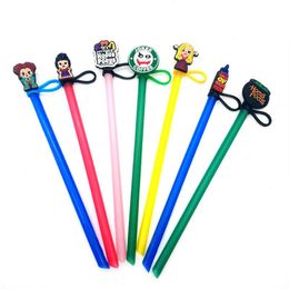 halloween drink silicone straw toppers accessories cover charms Reusable Splash Proof drinking dust plug decorative 8mm straw party