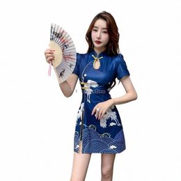 2024 new chinese improved chegsam dr female beauty sal work spa uniform printed nightclub hotel uniform w150 j5dd#