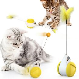 Interactive Cat Toys Chaser Indoor Balance Tumbler Pet Toys Chasing Hunting Playing for Kitten Self Rotating Toy with Cat Catnip