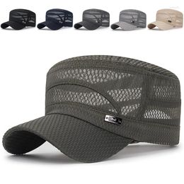 Ball Caps Classic Stylish Casual Unisex Breathable Mesh Army Hat Adjustable Full Flat Top Summer Sun Protection