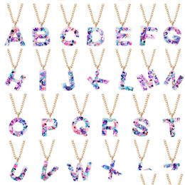 Pendant Necklaces New Arrival Mticolor Acrylic Acetic Acid Sheet Long Chain Necklace 26 Initial Letter Fashion Jewellery For Drop Delive Dh6Lu