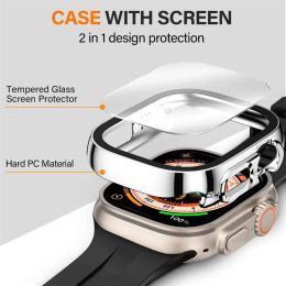 Screen Protector for Apple Watch Case Ultra 49mm accessories Straight Edge Cover glass iWatch serie 8 SE 7 4 45mm 41mm 44mm 40mm