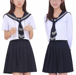 japanese Korean High School Uniform Girls Sailor Suit Formal Autumn College Outfits Sweet Fi Jk Sets Lg Mid Short Skirt V4ik#