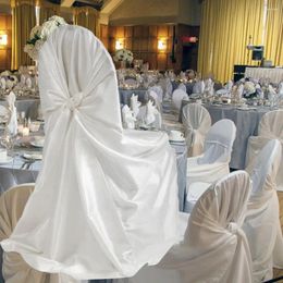 Chair Covers Wedding Banquet Party Decoration Dust-proof Satin Skirted Back Self-tie Cover Protector Event Supplies