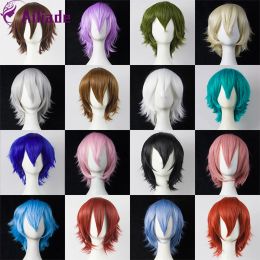 Wigs AILIADE 17 Colours Short Straight Synthetic Wigs High Temperature Resistance Anime Party Costume Cosplay