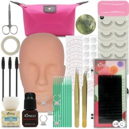 Eyelashes False Eyelashes Extension Practice Exercise Kit Makeup Mannequin Head Set Grafting Eyelash Training Kit Eye Lashes Graft Tools