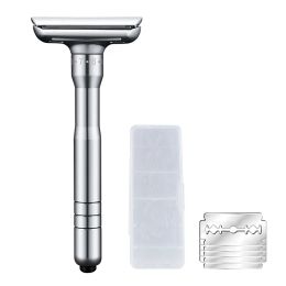 Shavers Adjustable Safety Razor Safer Press to Open Blade Replacing System 1 Razor 1 Travel Case & 5 Blades Men's Shaver Men Choice Hand