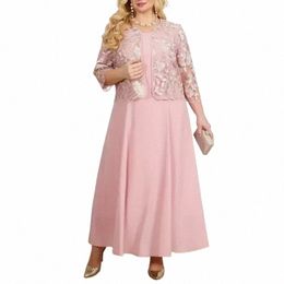 plus Size Clothing 2023 Autumn New 2pcs Dr Panel Embroidered Top Coat Lace Cocktail Elegant Party Dres Temperament h7q4#