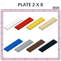 10PCS/LOT 3034 Plate 2X8 MOC Parts Building Blocks DIY Thin Small Particle Compatible Bricks Educational Toys For Children Gifts