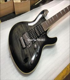 Custom whole highquality 6string electric guitar black tiger veneer rosewood fingerboard double rocker bridge provide cu9725259