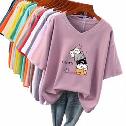 plus Size 6XL 150KG Summer Hip Hop Cott T Shirt Streetwear Japanese Harajuku Funny Cat T-Shirt Summer Short Sleeve Tops Tees U5pY#