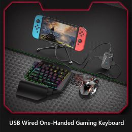 Gaming Keyboard And Mouse Combo Rgb Backlit One Hand Keyboard Mice With Converter Adapter Set For PS4 PS5 Xbox Switch