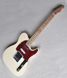 Factory Custom Light Yellow Electric Guitar with Maple Fretboard Red Pickguard Chrome Hardware Can be Customized8769445