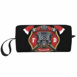 custom Firefighter Skull Travel Cosmetic Bag Women Fireman Fire Rescue Toiletry Makeup Organizer Lady Beauty Storage Dopp Kit e89p#