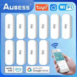AUBESS WiFi Temperature Humidity Sensor Indoor Thermometer Hygrometer Smart Home Security Alarm System For Tuya Smart Life Alexa