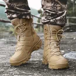 2022 New Men Military Tactical Men's Boots Special Force Leather Waterproof Desert Boot Combat Ankle Boot Army Work Men's Shoes