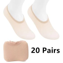 20 Pairs Women Summer Invisible Footsies Shoe Liner Trainer Ballerina Boat Ladies Thin Slippers Transparent Socks