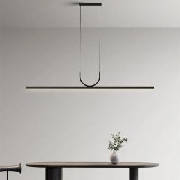 Modern Simple LED Ceiling Chandelier for Table Dining Room Kitchen Island Black Pendant Lamp Home Decor Hanging Lighting Fixture