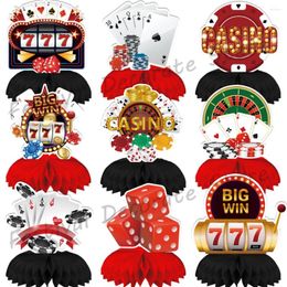 Party Decoration 9Pcs Casino Red Black Honeycomb Centrepieces Vegas Birthday Table Toppers Game Night Poker Events