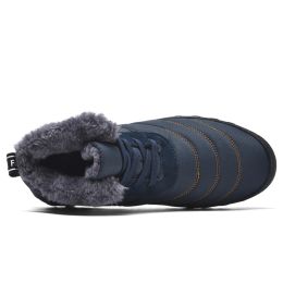 Winter Men Snow Casual Shoes Long Plush Outdoor Men's Sneakers Warm Fur Men Ankle Shoes Waterproof Army Green Male Snow Boots