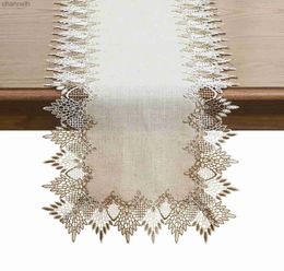 Table Runner Natural Linen RunnerNeutral Earth Tones Beige Lace Coffee RunnersDresser Scarf for Kitchen PartyMachine Washable yq240330