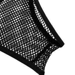 TiaoBug Women Hot Sexy Lingerie See Through Fishnet Wide Shoulder Straps Deep U-neck Erotic Crop Tops Transparent Mesh Bra Top