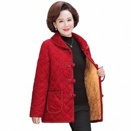 casual Plus Veet Thicken Coat Women Middle Aged Mother Winter Jacket Cott Padded Grandma Parkas plus size women clothing 33t3#