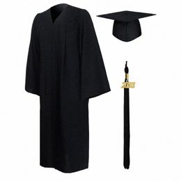 2023 NEW Graduati Gown College School Uniform Clothing Cap Set Unisex Matte Clothes For High School With Tassels Year Stamp x5om#