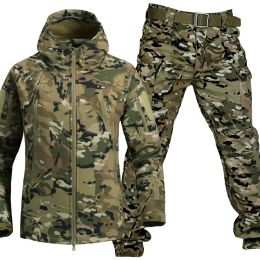 New Camouflage Jackets Pants Suits Winter Outdoor Shark Skin Softshell Windbreaker Waterproof Tactical Military Hunting Overalls