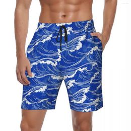 Men's Shorts Summer Gym Males Japan Blue Waves Sports Surf Spring Custom Beach Short Pants Stylish Quick Drying Swim Trunks Big Size