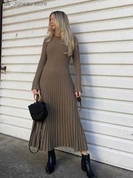 Basic Casual Dresses 2023 New Elegant Knit Soft Pleated Women Dress Winter Fashion O-neck Lace-Up White Black Sweater Dress Female Chic Party Dress T240330